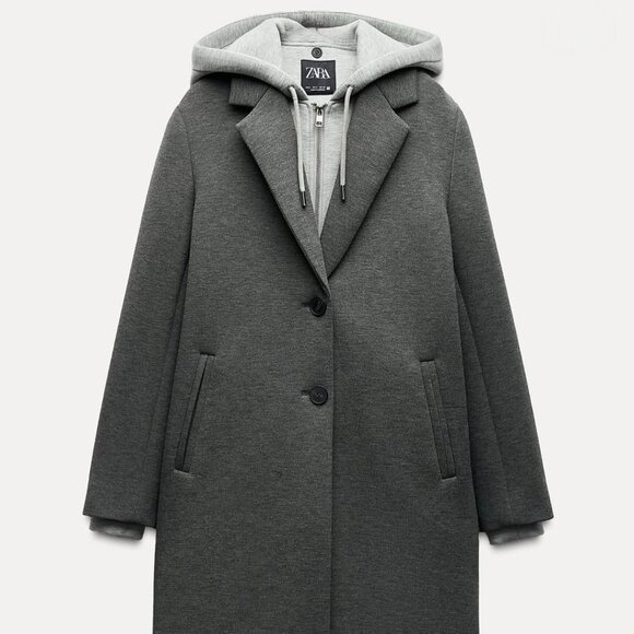 Zara Jackets & Blazers - Zara Women's Contrast Hooded Coat Detachable Hood and Cuffs Size M